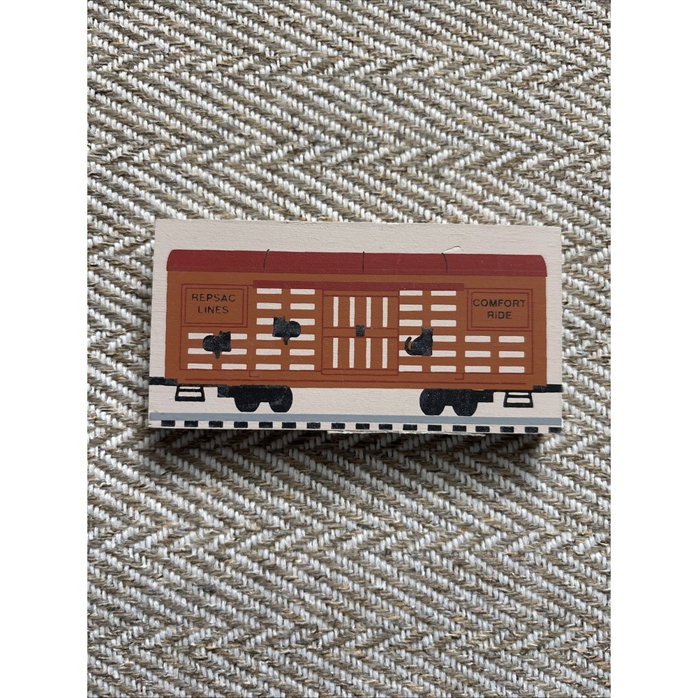 Cat's Meow Train Car Repsac Lines Comfort Ride Orange Boxcar 1994‎